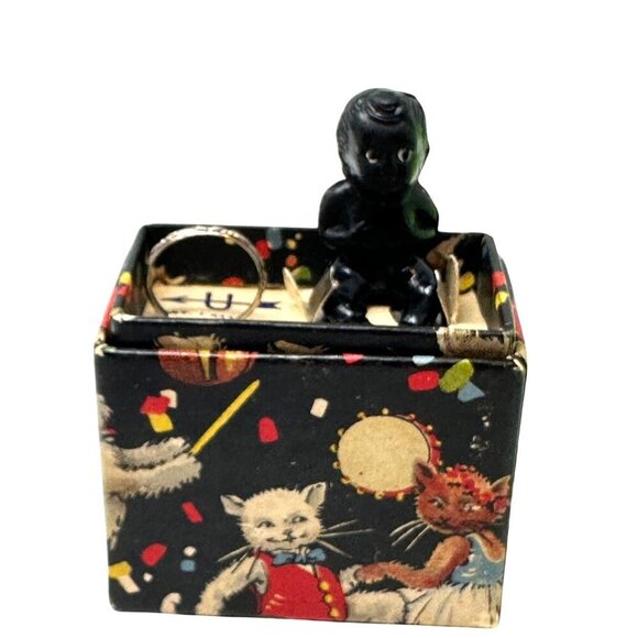 Uncas Toy Ring Complete Set Cat Box Black Baby Doll Patent 1643421 Vintage USA - Picture 7 of 16